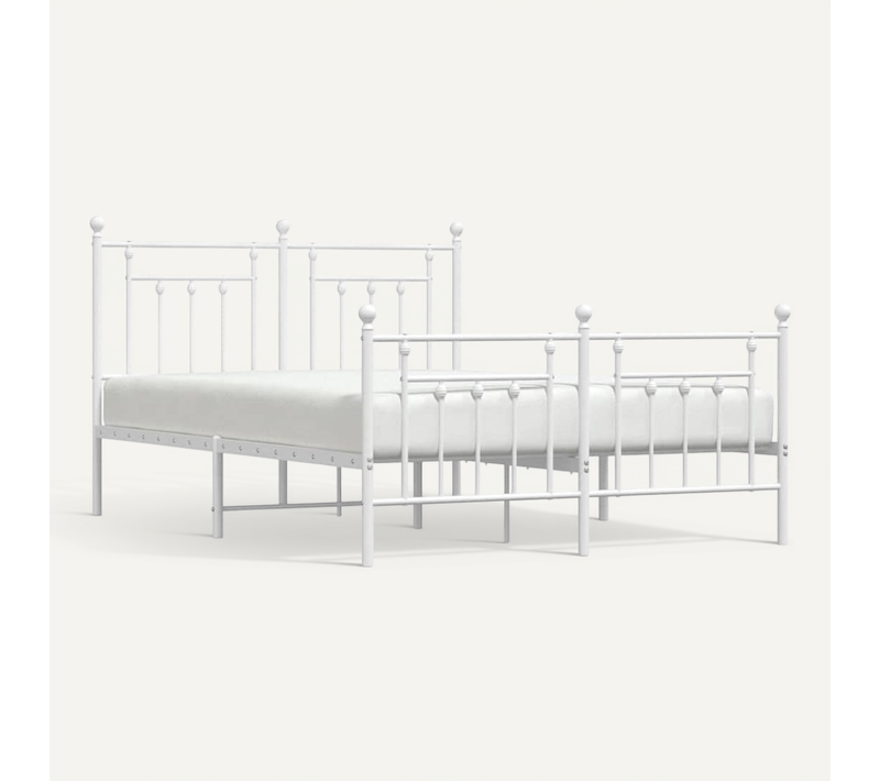 Cadre De Lit Métal Sans Matelas Et Pied De Lit Blanc 140x200 Cm