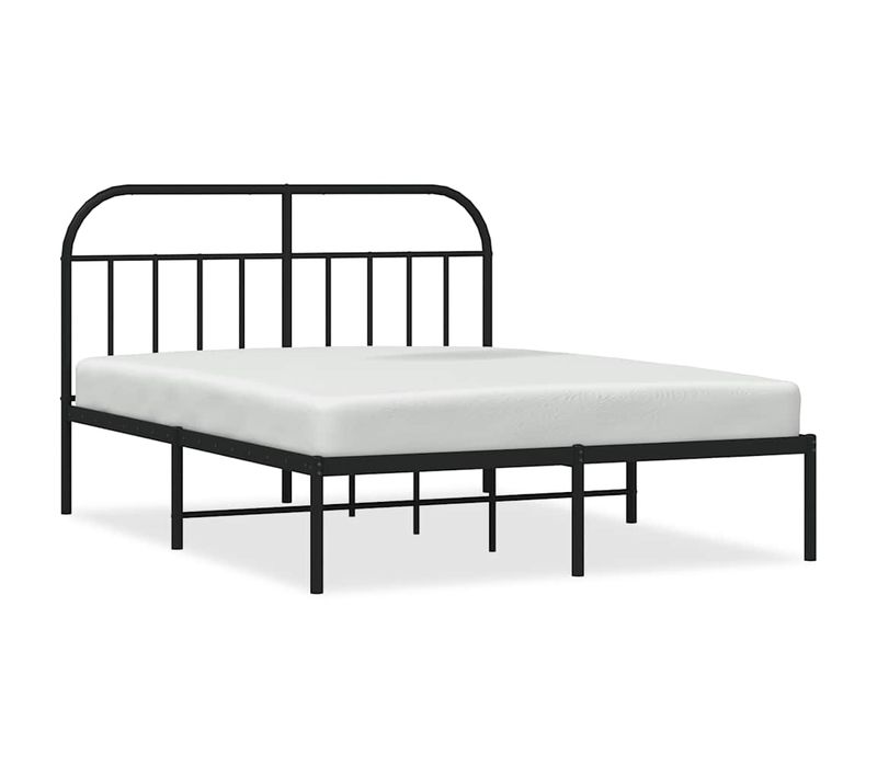 Cadre De Lit Métal Sans Matelas Avec Tête De Lit Noir 150x200cm