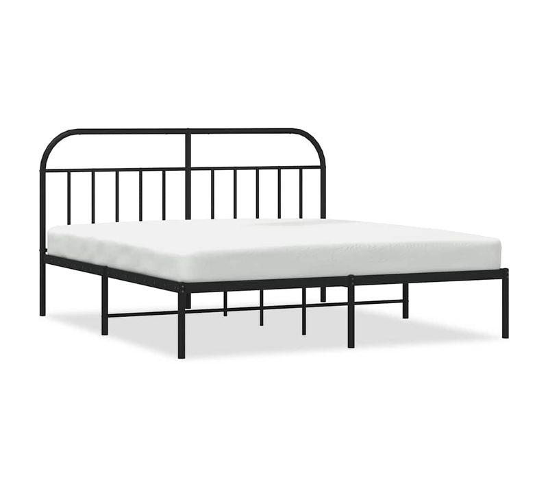 Cadre De Lit Métal Sans Matelas Et Tête De Lit Noir 180x200 Cm