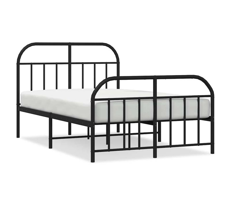 Cadre De Lit Métal Sans Matelas Avec Pied De Lit Noir 120x190cm