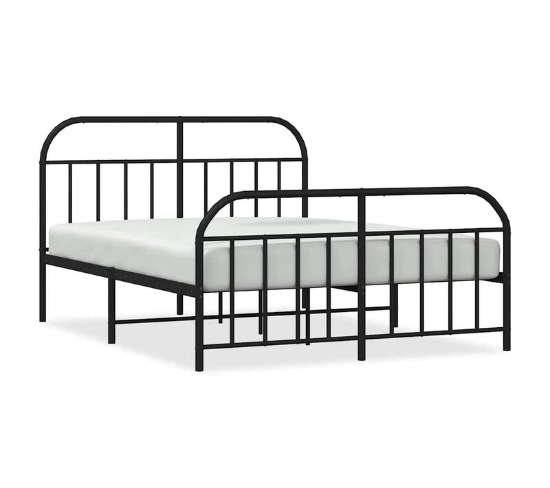Cadre De Lit Métal Sans Matelas Avec Pied De Lit Noir 140x200cm