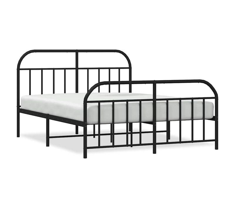 Cadre De Lit Métal Sans Matelas Avec Pied De Lit Noir 183x213cm