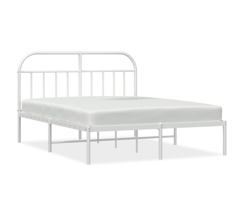 Cadre De Lit Métal Sans Matelas Et Tête De Lit Blanc 140x190 Cm