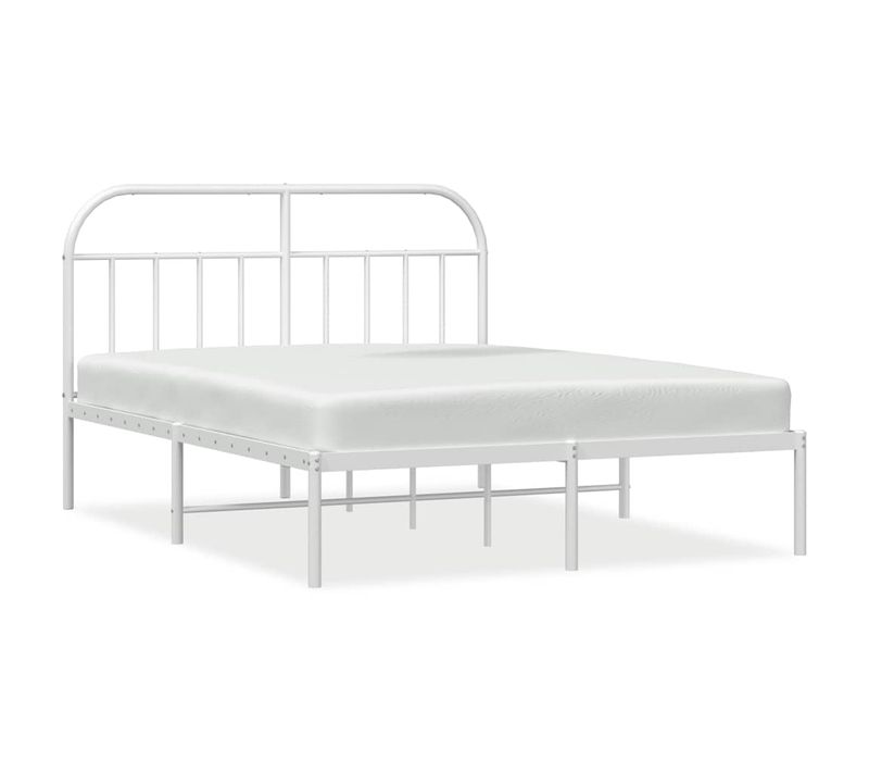 Cadre De Lit Métal Sans Matelas Et Tête De Lit Blanc 183x213 Cm
