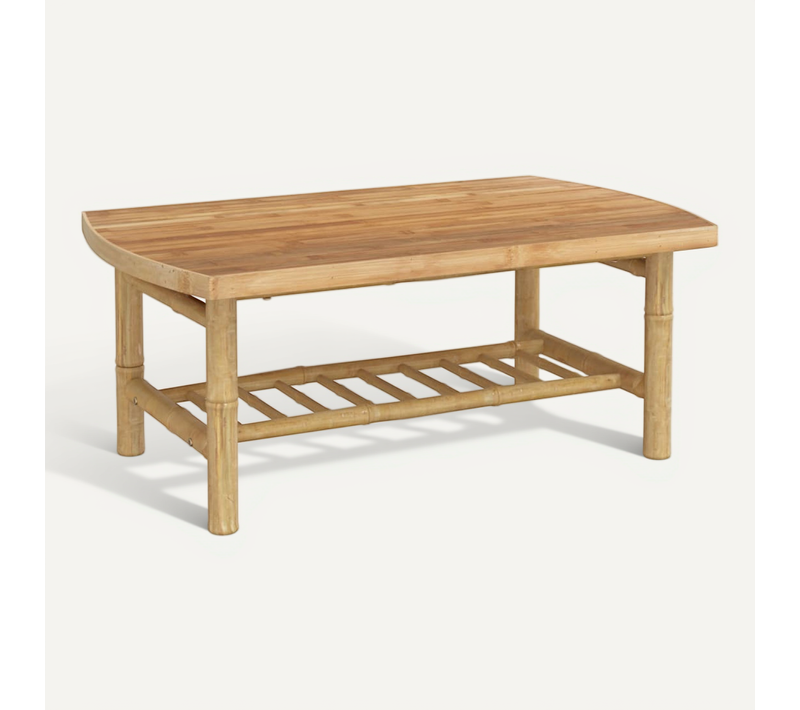 Table Basse De Jardin 90x55x37 Cm Bambou Bout De Canapé Table D'appoint Salon Intérieur