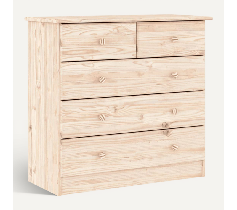 Commode "alta" Avec 5 Tiroirs Et Finition écologique 77x35x73 Cm Bois Massif Pin