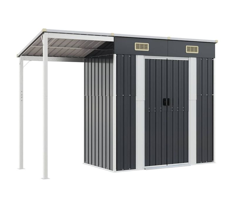 Abri De Jardin Avec Toit Prolongé Anthracite 277x110,5x181 Cm Remise à Outils Terrasse