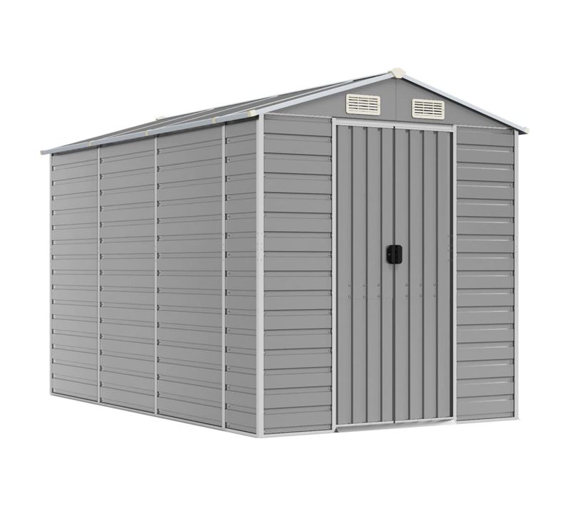 Abri De Jardin Gris Clair 191x300x198 Cm Acier Galvanisé
