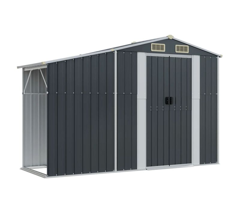 Abri De Jardin Avec Système De Ventilation et Rack à Bois De Chauffage Acier Galvanisé