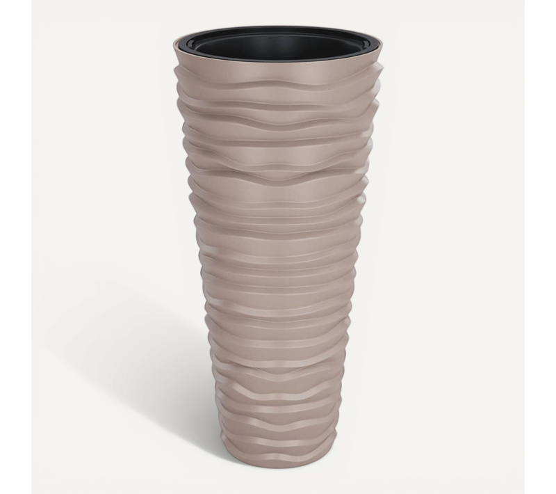 Jardinière Et Intérieur Amovible Moka 18/45 L Pp Aspect Rainuré