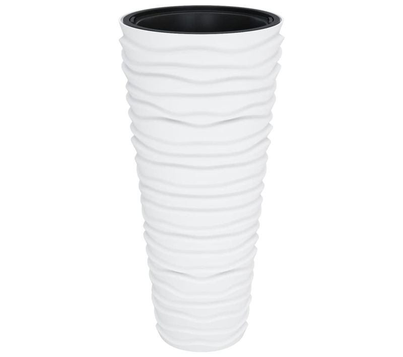 Jardinière Et Intérieur Amovible Blanc 18/45l Pp Aspect Rainuré