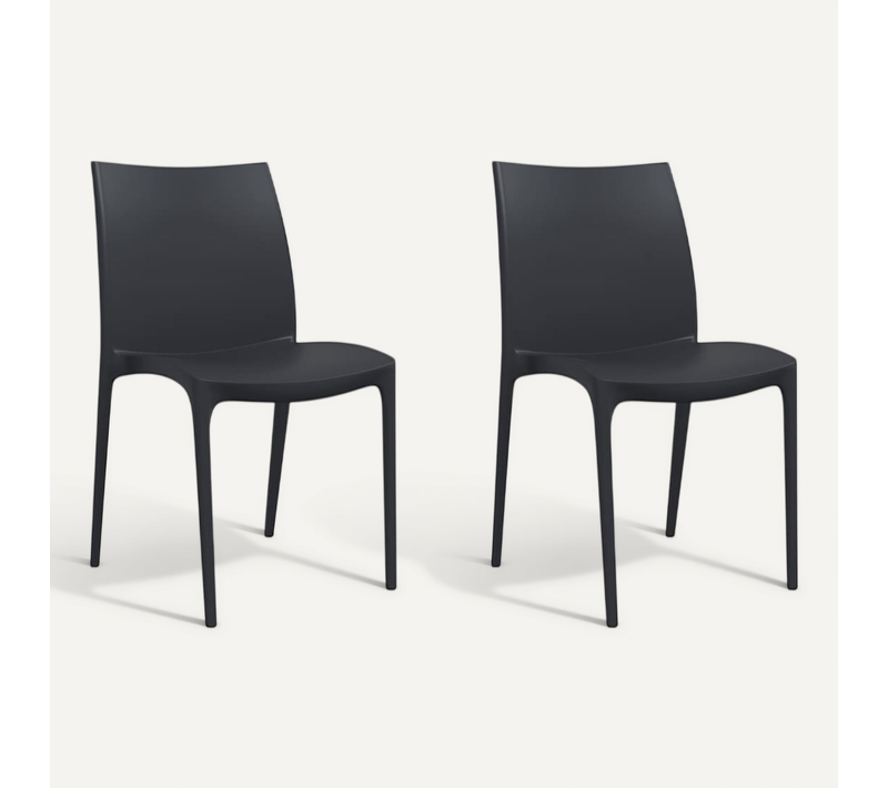 Chaises De Jardin Lot De 2 Anthracite 50x46x80 Cm Polypropylène Empilable