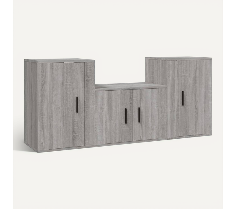 Ensemble De Meubles TV 3 Pièces Sonoma Gris Bois Contreplaqué