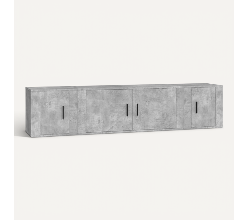 Ensemble De Meubles TV 3 Pièces Gris Béton Bois Contreplaqué