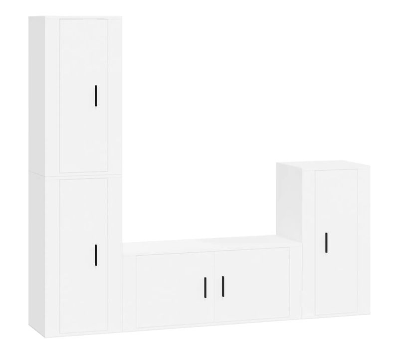 Ensemble De Meubles TV 4 PCs Blanc Bois D'ingénierie