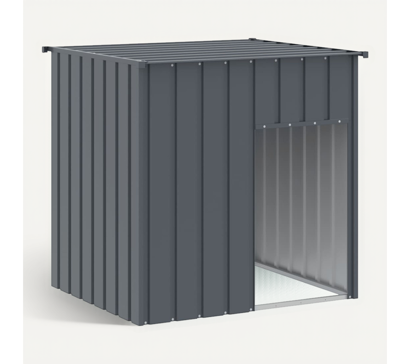 Chenil D'extérieur Pour Chiens Acier Galva Anthracite 110x103x109 Cm Avec Toit