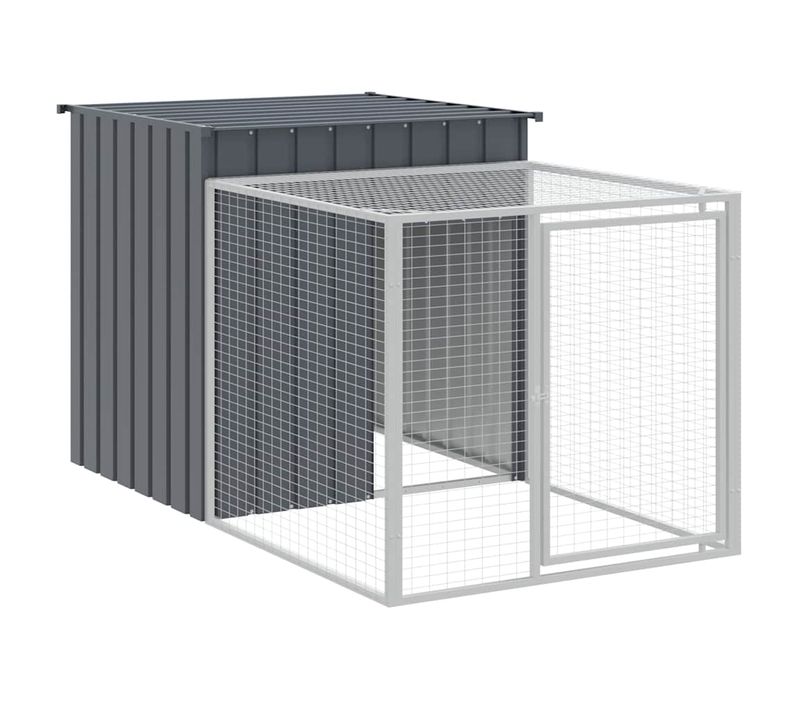 Cage À Poules Avec Enclos Et Maille Ventilée Anthracite 110x201x110 Cm Acier Galvanisé