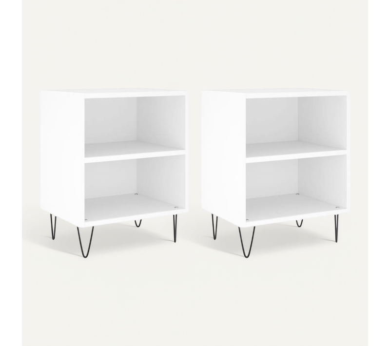 Tables De Chevet 2 Pièces Blanc 40x30x50 Cm Bois Contreplaqué