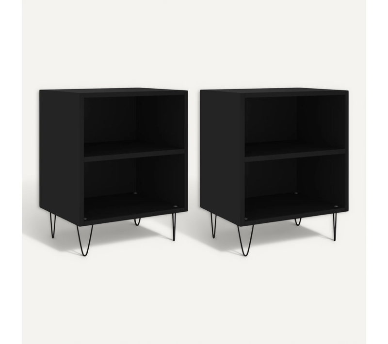 Tables De Chevet 2 Pièces Noir 40x30x50 Cm Bois Contreplaqué