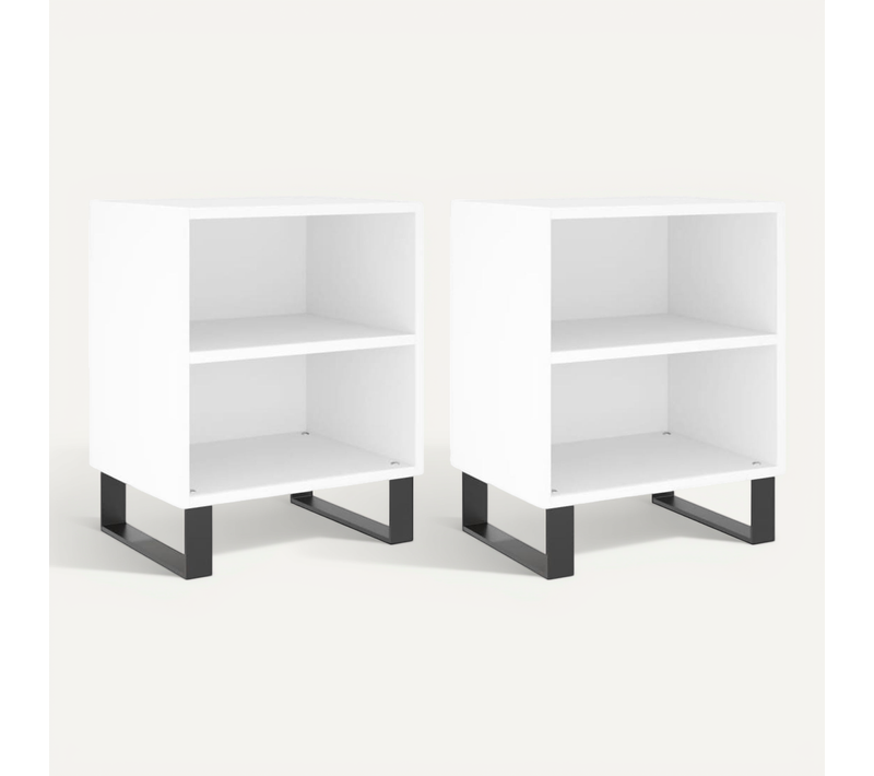 Tables De Chevet 2 Pièces Blanc 40x30x50 Cm Bois Contreplaqué