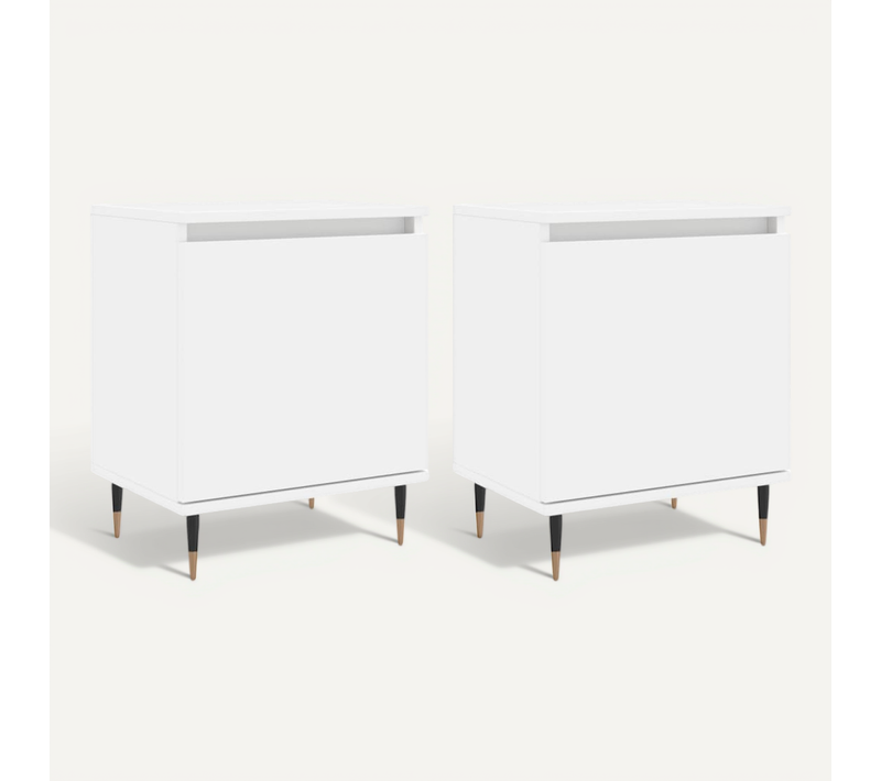 Tables De Chevet 2 Pièces Blanc 40x30x50 Cm Bois Contreplaqué