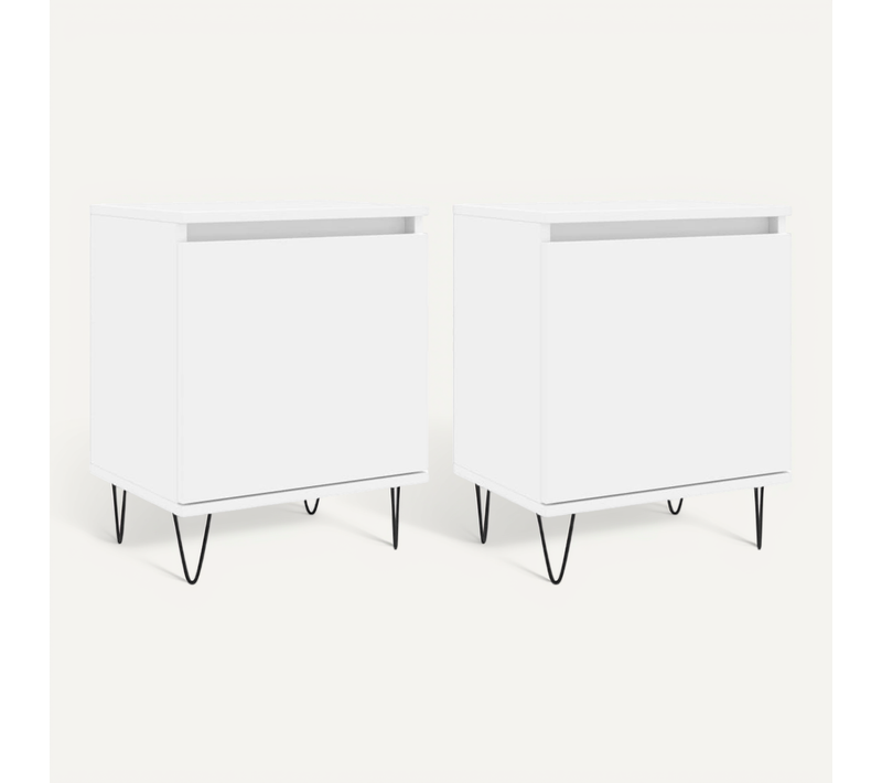 Tables De Chevet 2 Pièces Blanc 40x30x50 Cm Bois Contreplaqué