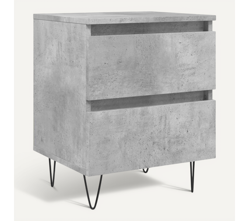 Table De Chevet Gris Béton 40x35x50 Cm Bois Contreplaqué