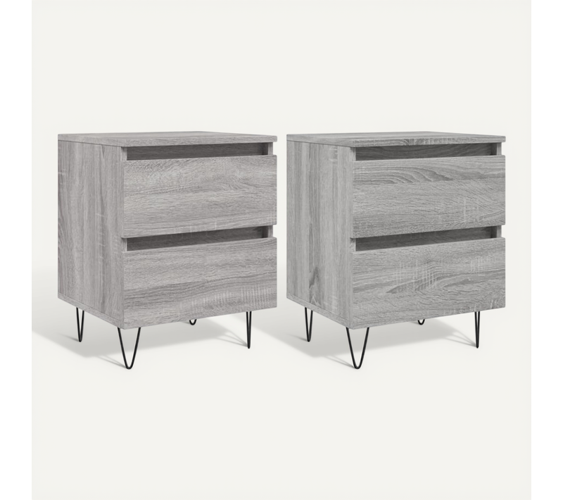 Tables De Chevet 2 Pièces Sonoma Gris 40x35x50 Cm Bois Contreplaqué