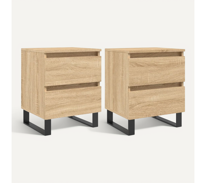 Tables De Chevet 2 Pièces Chêne Sonoma 40x35x50 Cm Bois Contreplaque