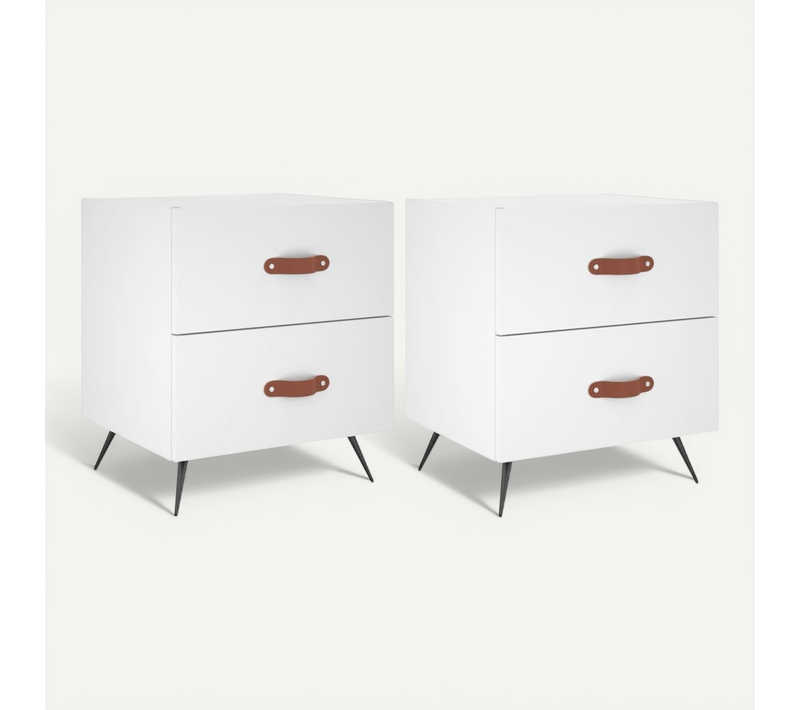 Tables De Chevet 2 Pièces Blanc 40x35x47,5 Cm Bois Contreplaqué