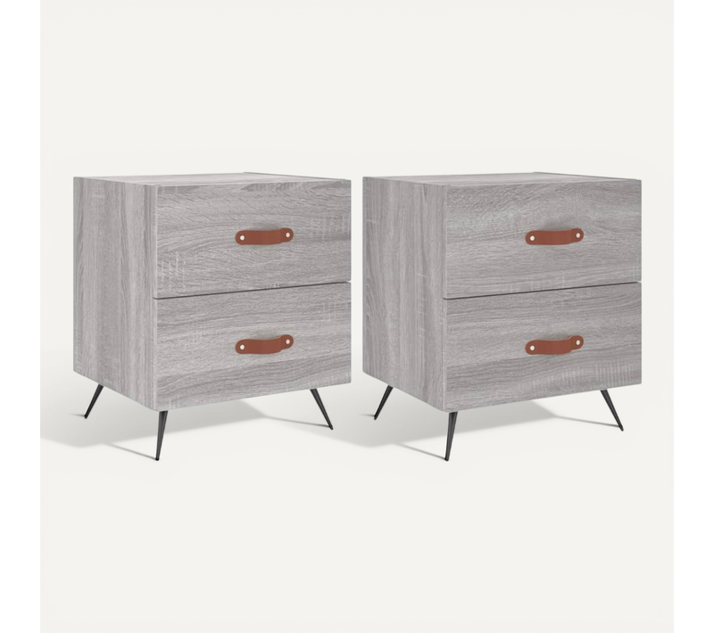 Tables De Chevet 2 Pièces Sonoma Gris 40x35x47,5 Cm