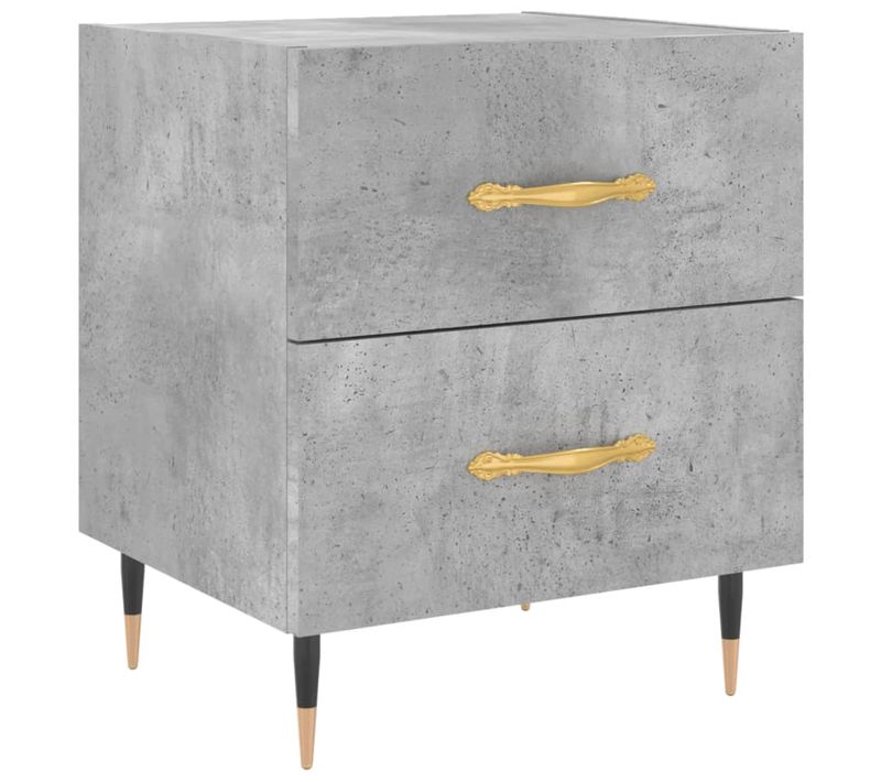 Table De Chevet Gris Béton 40x35x47,5 Cm Bois Contreplaqué