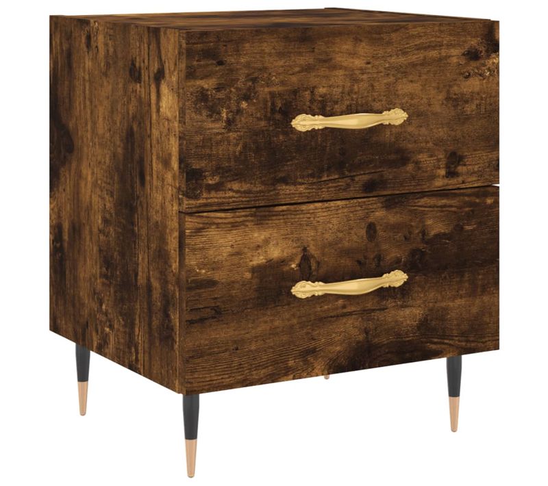 Table De Chevet Chêne Fumé 40x35x47,5 Cm Bois Contreplaqué