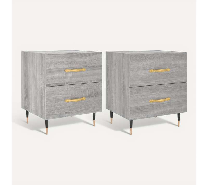 Tables De Chevet 2 Pièces Sonoma Gris 40x35x47,5 Cm