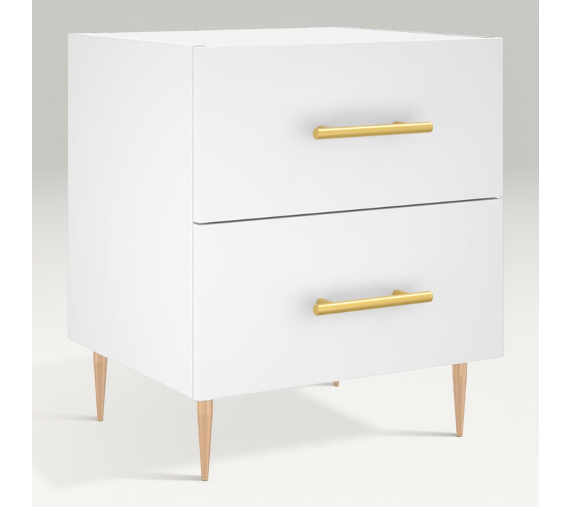 Table De Chevet Blanc 40x35x47,5 Cm Bois Contreplaqué