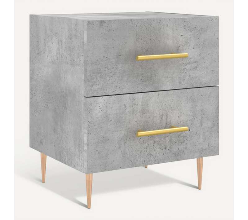 Table De Chevet Gris Béton 40x35x47,5 Cm Bois Contreplaqué