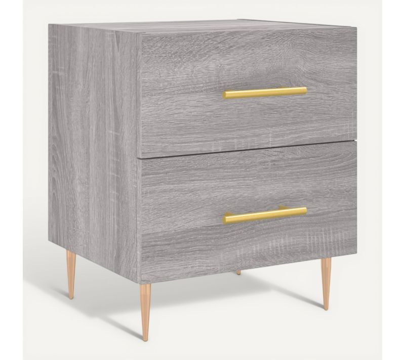 Table De Chevet Sonoma Gris 40x35x47,5 Cm Bois Contreplaqué
