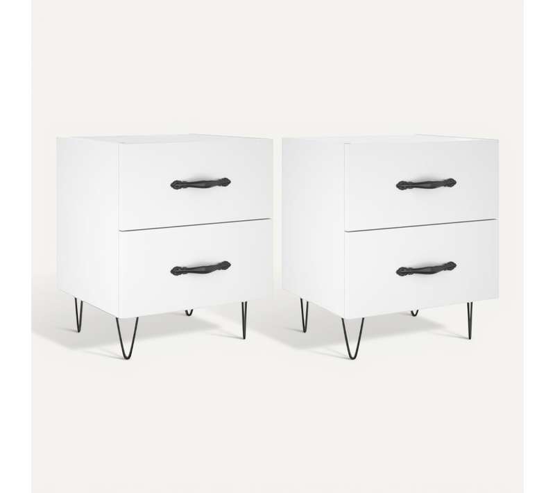 Tables De Chevet 2 Pièces Blanc 40x35x47,5 Cm Bois Contreplaqué