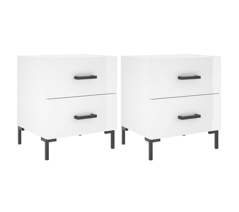 Tables De Chevet 2 Pièces Blanc Brillant 40x35x47,5 Cm