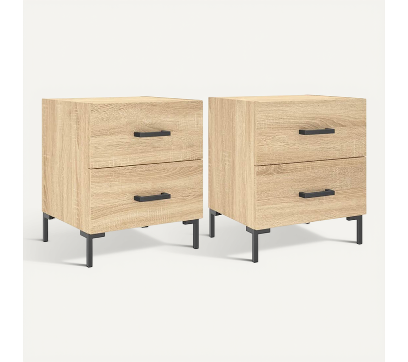 Tables De Chevet 2 Pièces Chêne Sonoma 40x35x47,5 Cm