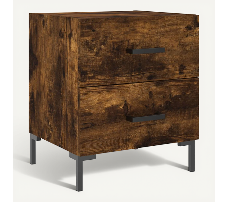 Table De Chevet Chêne Fumé 40x35x47,5 Cm Bois Contreplaqué