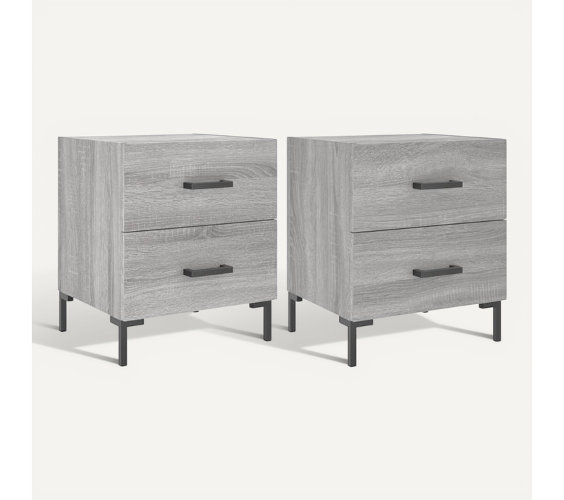 Tables De Chevet 2 Pièces Sonoma Gris 40x35x47,5 Cm