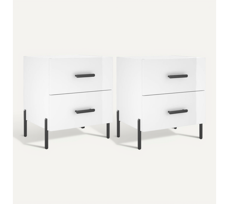 Tables De Chevet 2 Pièces Blanc Brillant 40x35x47,5 Cm