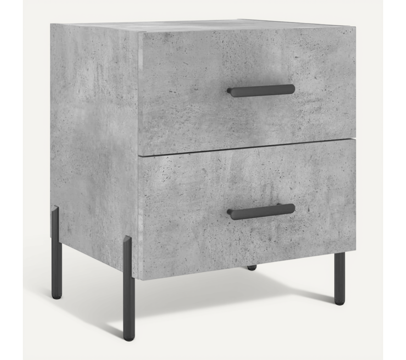 Table De Chevet Gris Béton 40x35x47,5 Cm Bois Contreplaqué