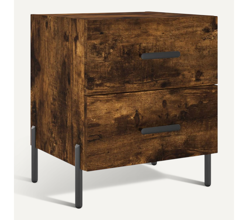 Table De Chevet Chêne Fumé 40x35x47,5 Cm Bois Contreplaqué