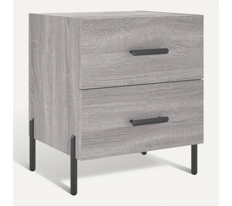 Table De Chevet Sonoma Gris 40x35x47,5 Cm Bois Contreplaqué