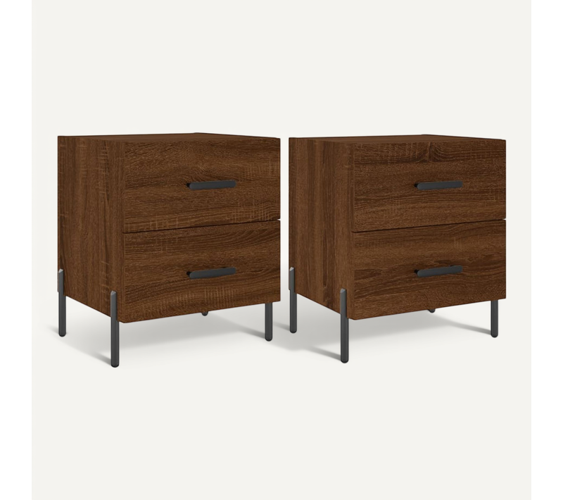 Tables De Chevet 2 Pièces Chêne Marron 40x35x47,5 Cm