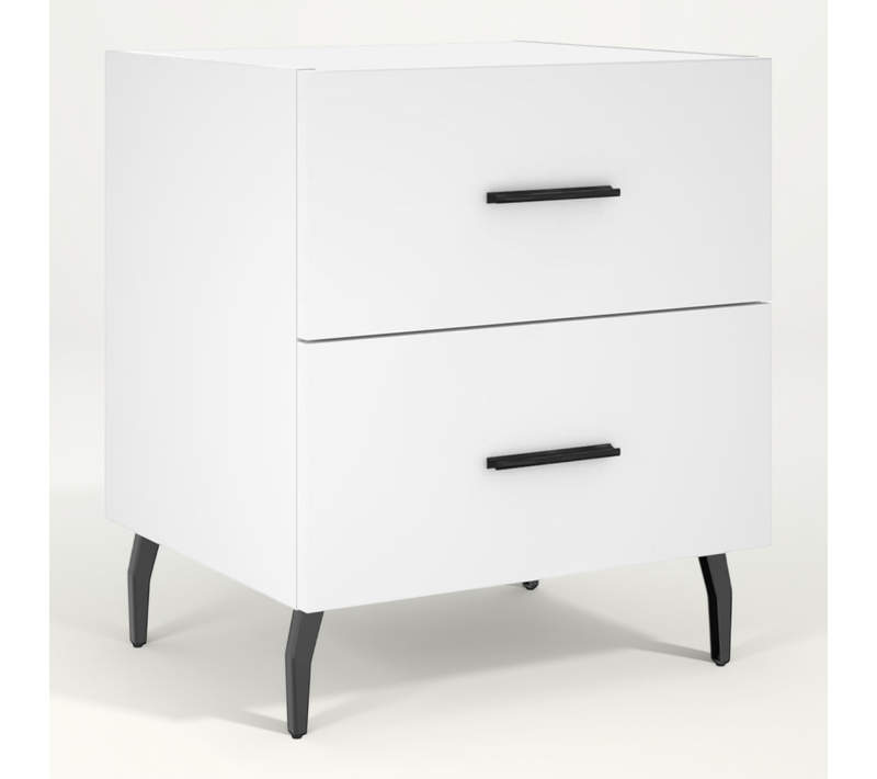Table De Chevet Blanc 40x35x47,5 Cm Bois Contreplaqué