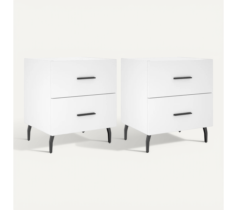 Tables De Chevet 2 Pièces Blanc 40x35x47,5 Cm Bois Contreplaqué
