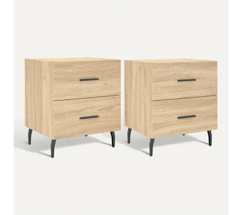 Tables De Chevet 2 Pièces Chêne Sonoma 40x35x47,5 Cm